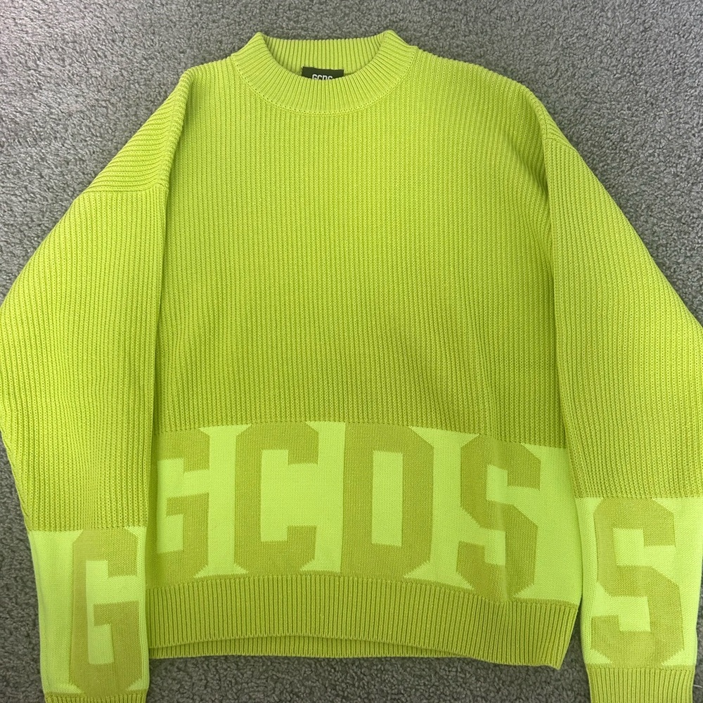 Men’s Neon Yellow Logo Knit Sweater